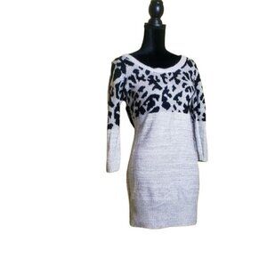 Knit Animal Print Sweater Mini Dress sz s